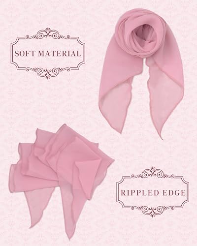 Chiffon Scarf for Women, Removable Flower Neck Scarf Light Soft Fashion Rose Scarves Versatile Headband or Hair Band - color: Dusty Pink
