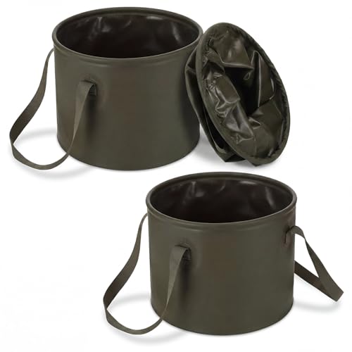 2 Pack Collapsible Bucket 5 Gallon Foldable Bucket Portable Car Wash Container, Fishing and Utility Basin with Handle, 20L for Camping, Hiking,Dish Washing, Fishing, Laundry