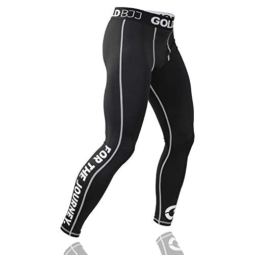 Gold BJJ Jiu Jitsu Spats - Base Layer for Gi and No-Gi Grappling - Martial Arts Pants - color: Black (Full Length), size: X-Small