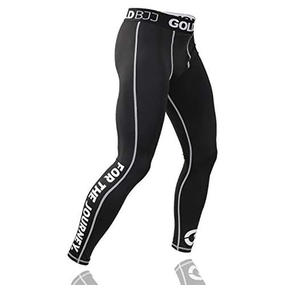 Gold BJJ Jiu Jitsu Spats - Base Layer for Gi and No-Gi Grappling - Martial Arts Pants - color: Black (Full Length), size: X-Large