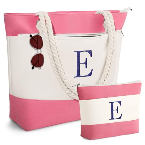 YOOLIFE Beach Bags for Women - Travel Canvas Beach Tote, Pool Waterproof Bag, Travel Essentials, Gifts for Women Birthday - color: Pink, style: E