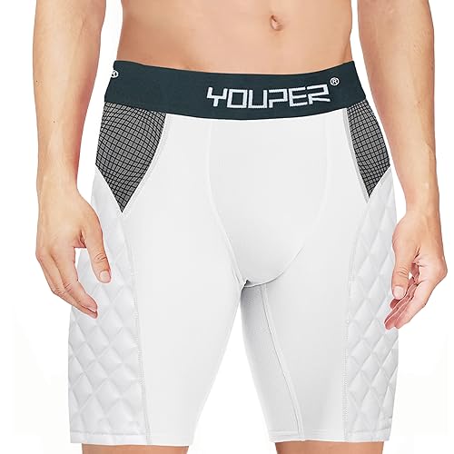 Youper Youth Elite Padded Baseball Sliding Shorts w/Soft Athletic Cup - color: White, size: Medium