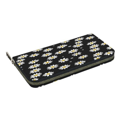 Chrysanthemum PU Leather Long Wallet for Women Men, Zipper Clutch Wallet RFID Card Holder Organizer - color: Chrysanthemum