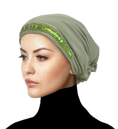 Luxor Fashion Lycra Snood Caps Women Chemo Beanie Hat - color: Green