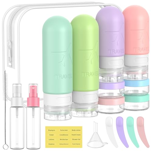 ME.FAN 18 Pack Travel Bottles for Toiletries, TSA Approved, Bright - color: Bright