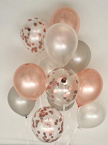 Sweet Moon 16 Piece Moon and Star Balloons Bouquet - Baby Shower, Birthday, Gender Reveal, Eid, and Ramadan Party Decoration (Rose Gold)