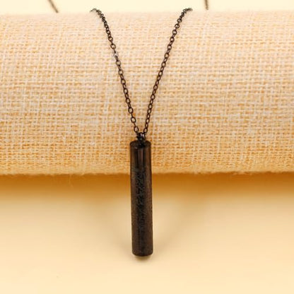 Spiritual Muslim Cylinder Necklaces - Stainless Steel Arabic Quran engraved Pendant Necklace for Men Women YA5082 - color: Black