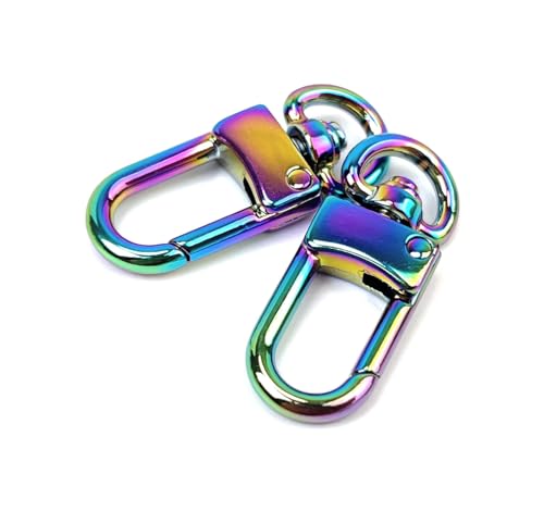 10 Pcs Rainbow Classic Swivel Lobster Clasps | Premium Zinc Alloy Heavy-Duty Construction Secure Spring Closure 360° Smooth Rotation DIY Craft & Repairs - color: Rainbow