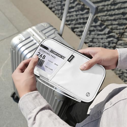 VanFn RFID Travel Passport Wallet, Family Passport Holder, Trip Document Organizer P.Travel Series - color: A - Nylon - White