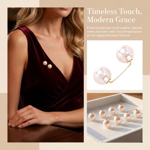 Pearl Brooches Pins, Faux Pearl Sweater Shawl Clip - color: Champagne, 8pcs