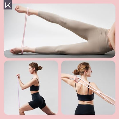 Keep 3-Pack Figure 8 Resistance Bands - 15 lbs Stretch Exercise Cords for Arm Toning, Yoga & Pilates - Durable Non-Slip Fitness Bands Set for Women & Men (15 lbs Pink/Purple/Blue)