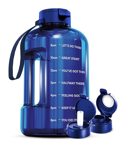 AQUAFIT 1 Gallon Water Bottle with Motivational Quotes - color: Blue, size: 128 Ounces