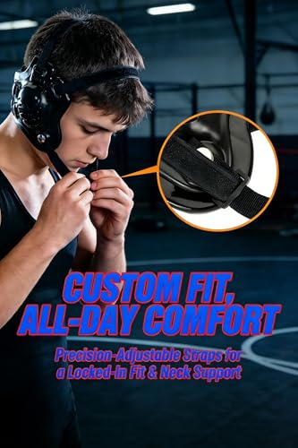 Wrestling Headgear Youth, Tornado & 11 Hols Soft Ear Guard Black | Adjustable Strap, Antimicrobial, Lightweight, Scratch Resistant, Ventilation, for MMA/Brazilian (Users Aged 10 and Above)
