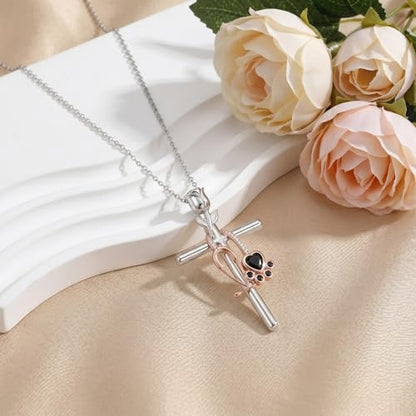 Graduation Gifts for Women 925 Sterling Silver Compass/Graduation/Vet/Cross/Stethoscope Necklace for Women - color: Cross-Vet