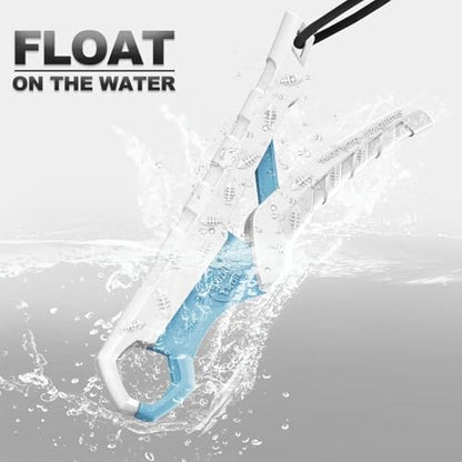 7.5'' Floating Fish Gripper, Fishing Grabber | Catfish Mouth Pliers, Caught Bass Holder, Fish Scale Hook Clamp, Saltwater Lip Grip Tool with Lanyard, Gifts for Men - color: White-blue