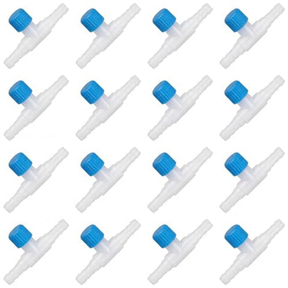 Honoson 30 Pieces Aquarium Air Control Valve T Shaped Air Pump Control Valves Single Way Plastic Flow Regulator for 4 mm Hose Line Tubing Connector(Blue and White) - color: Blue and White
