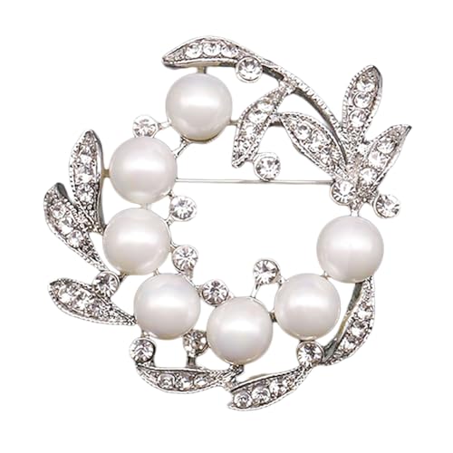 Chic Pearl Crystal Brooch Pins for Women Girls Fashion Shawl Pin Corsage Brooch Party Ceremony Accessories Dance Banquet Pins - color: LWA0007-4