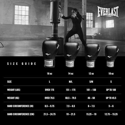 Everlast Prostyle 2 Youth Boxing Gloves, Entry Level Training Gloves for Men and Women, Secure Fit Hook and Loop Closure & Ventilation, Heavy Bag & Speedbag Training. - color: Black