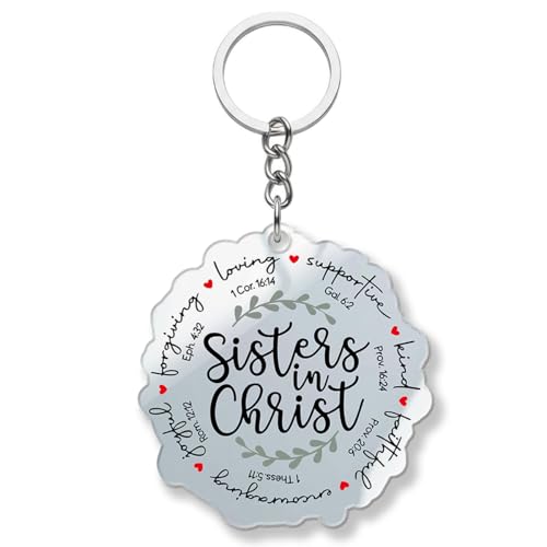 Christian Keychains for Women Men, Bible Verse ID Acrylic Material Keychains for Bag Accessories, Religious Gift for Nurses, Teachers and Healthcare Staff -Sisters in Christ - color: Sister Christian
