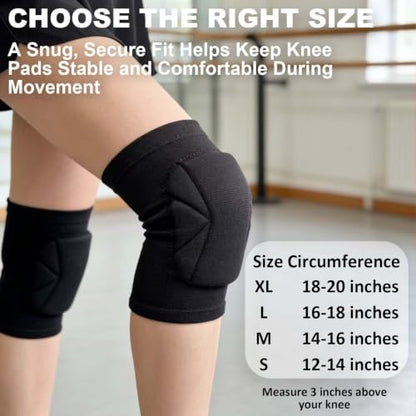 Volleyball Knee Pads for Men Women, Soft Sleeves with Thick Foam, Black M | Kneepads for Dance, Yoga, Basketball, Football, Cushioned for Adult Wrestling, Skating, Cleaning- Anti-Slip, Easy to Wear - size: Medium