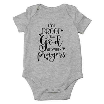 I'm Proof That God Answers Prayers - IVF Miracle Cute Baby Bodysuit - color: Sports Grey, size: 6 Months