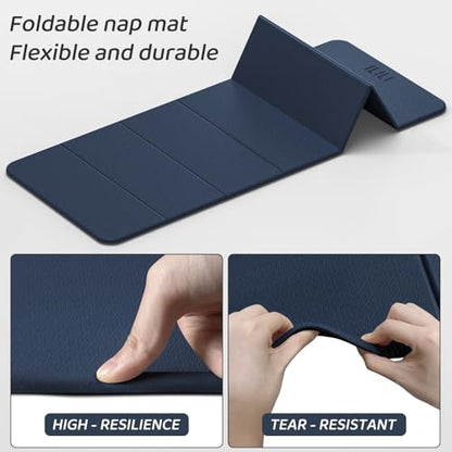 ILILI Foldable Yoga Mat 71 * 24 * 0.3 Inch | Lightweight TPE Non Slip Exercise Mat, Waterproof Portable Fitness Mat for Home Gym, Pilates, Stretching & Daily Workouts - color: Dark Blue