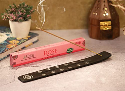 Bless-International Traditional-Handmade-Burner Wooden-Incense-Stick-Holder Ash-Catcher-Stand for-Aromatherapy-Meditation-Yoga (Black Strength) 10 Inches, Pack of 2 - color: Black Strength,10 Inch, size: Two Holders