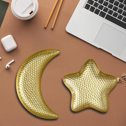 2pcs Ramadan Dessert Tray Metal Serving Plate Small Dinner Dish for Islam Muslim Party Family Gathering Dinning Table Decoration