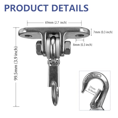 Heavy Duty Swing Hanger Stainless Steel 304 Antirust,800 lb Capacity 180° Silent Swing, Playground Porch Swing Set Indoor Outdoor - size: 2 Holes-180°