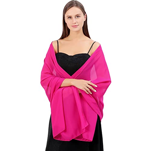 Ladiery Chiffon Shawl Wraps for Women Evening Dresses, Elegant Soft Sheer Shawls for formal dressy Bride Wedding - color: Rose Red(1)