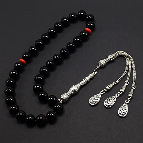 -Gentle Men Collection- Prayer Beads-Worry Beads-Tesbih-Tasbih-Tasbeeh-Misbaha-Masbaha-Subha-Sebha-Rosary (Shiny Black Glass -10 mm 33 Beads-) - color: Shiny Black Glass -10 mm 33 Beads-