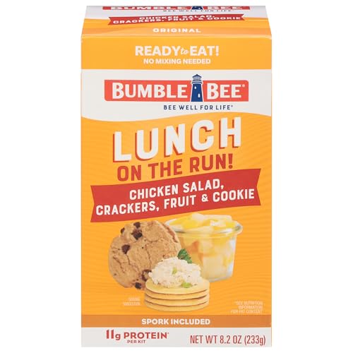 Bumble Bee Lunch On The Run Chicken Salad with Crackers Kit, 8.2 oz - Ready to Eat, Includes Crackers, Cookie & Mixed Fruit - Shelf Stable & Convenient Source of Protein, Easy Open Can - size: 8.2 oz (Pack of 1)
