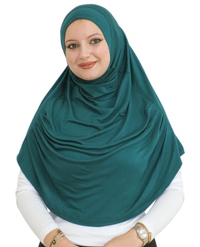Prien Ready To Wear Hijab For Women, Instant Turban, Soft Muslim Scarf For Prayer, Long Hijabs, Islamic Clothes, Jersey Abaya - color: Emerald