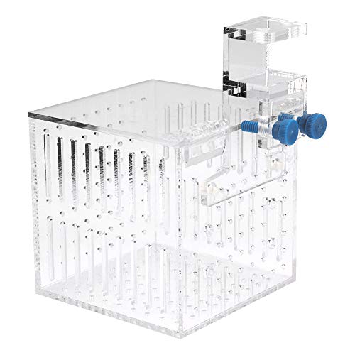 Aquarium Fish Tank Isolation Box Transparent Acrylic Multifunctional Adjustable Height for Open Fish Tanks or Fish Tanks with Pull Bar Size 10.5x10.5x10.5 cm Includes Bracket