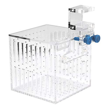 Aquarium Fish Tank Isolation Box Transparent Acrylic Multifunctional Adjustable Height for Open Fish Tanks or Fish Tanks with Pull Bar Size 10.5x10.5x10.5 cm Includes Bracket