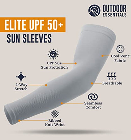 OutdoorEssentials UV Sun Sleeves for Men & Women, Cooling Arm Sleeves UPF 50+ | Golf, Tattoo Cover Up, Sun Protection - color: (6 Pairs): 2 Black, 2 Dark Gray, 2 Light Gray