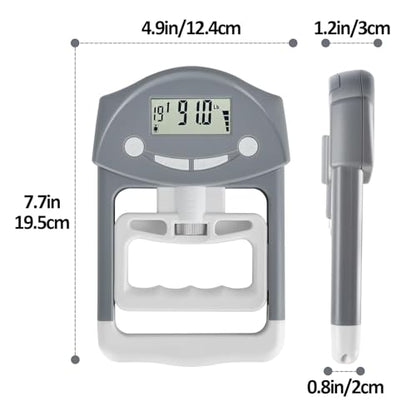 Hand Grip Strength Tester - 220lbs/100kg Digital Hand Dynamometer with High-Precision Strain Gauge, Electronic Handgrip Strength Testing Tool for Athletes, Seniors & Fitness Tracking - color: Grey