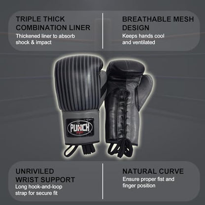 Boxing Gloves Genuine Leather Training Gloves 4 Layer Padding Lace Up Professional Sparring Heavy Bag MMA Muay Thai Durable Cowhide Leather Gloves for Men Women