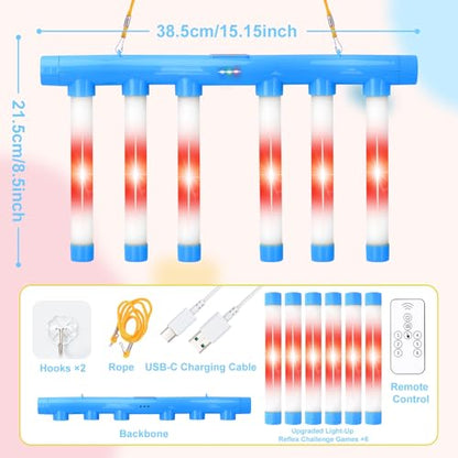 OCES Reflex Stick Game, Reflex Light-Up Sticks Reaction Training Hand Speed Challenge Game, Upgrade Hand Eye Coordination Training Toy Remote Control 3 Adjustable Speed (Light-Up Blue) - color: Light-up Blue