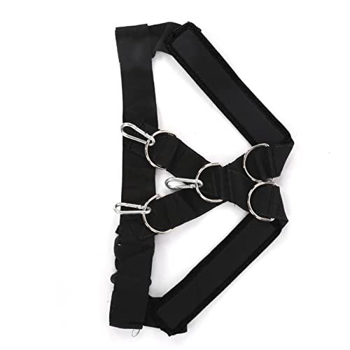 Weight Bearing Shoulder Strap | Pulling Sled Harness Vest with Tension Bands | Adjustable for Strength/Endurance/Flexibility Training | Nylon & Metal Construction - color: Black