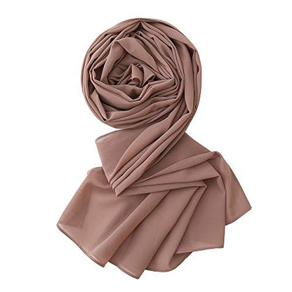 Yeieeo Chiffon Head Wraps for Women - Solid Color Fashion Bubble Chiffon Scarf Hijab - color: Antique Pink