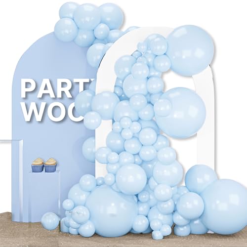 PartyWoo Baby Blue Balloons 155pcs Light Pastel Sky Aqua Blue Color - color: Blue-q13, size: 5/10/12/18 inch