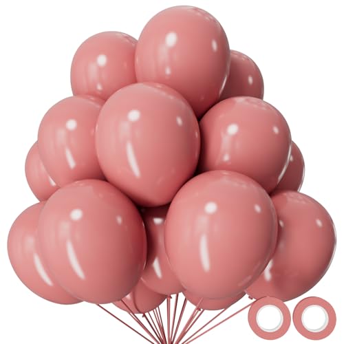 110pcs Dusty Pink Balloon 12 Inch, Brush Pink Latex Balloons for Birthday Party Baby Shower Wedding(with 2 Ribbons). - color: A07-dusty Pink, size: 12inch(normal)