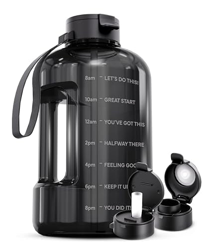 AQUAFIT 1 Gallon Water Bottle with Motivational Quotes - color: Gray, size: 128 Ounces