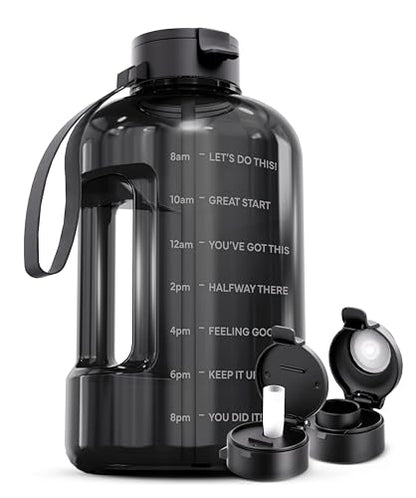 AQUAFIT 1 Gallon Water Bottle with Motivational Quotes - color: Gray, size: 128 Ounces