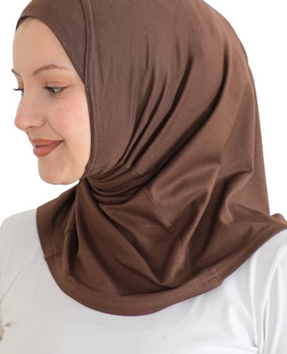 Prien Sport Instant Hijab For Women, Muslim Cotton Turban, Soft Head Scarf, Ready To Wear Hijabs Prayer Clothes, Islamic Wear - color: Brown