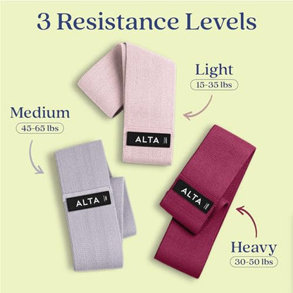 ALTA Booty Bands for Women, Non-Slip Fabric Resistance Bands for Working | Exercise bands legs, Leg Bands for Working Out Women, Cloth Resistance Bands for Legs, Hip Bands Set, Fabric Exercise Bands