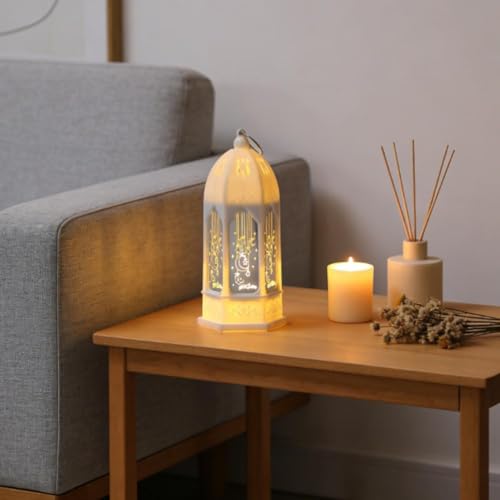 2026 Ramadan Lantern Led Gold Moon Star Castle Night Lights for Home Eid Mubarak Centerpieces Decorations Gifts Islam Muslim Festival Party Table Wall Decoration (Black)