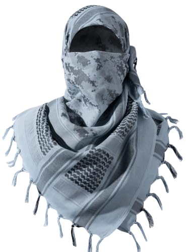 FREE SOLDIER Scarf Military Shemagh Tactical Desert Keffiyeh Head Neck Scarf Arab Wrap with Tassel for Men Women - color: Camo Blue