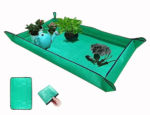 BIUWING Extra Large Plant Repotting Mat,Thickened Waterproof for Indoor Plant Transplanting and Mess Control,Foldable Succulent Portable Gardening Mat (43'*30',Green) - color: Green, size: 1pcs 43.3in*29.5in(rectangle)
